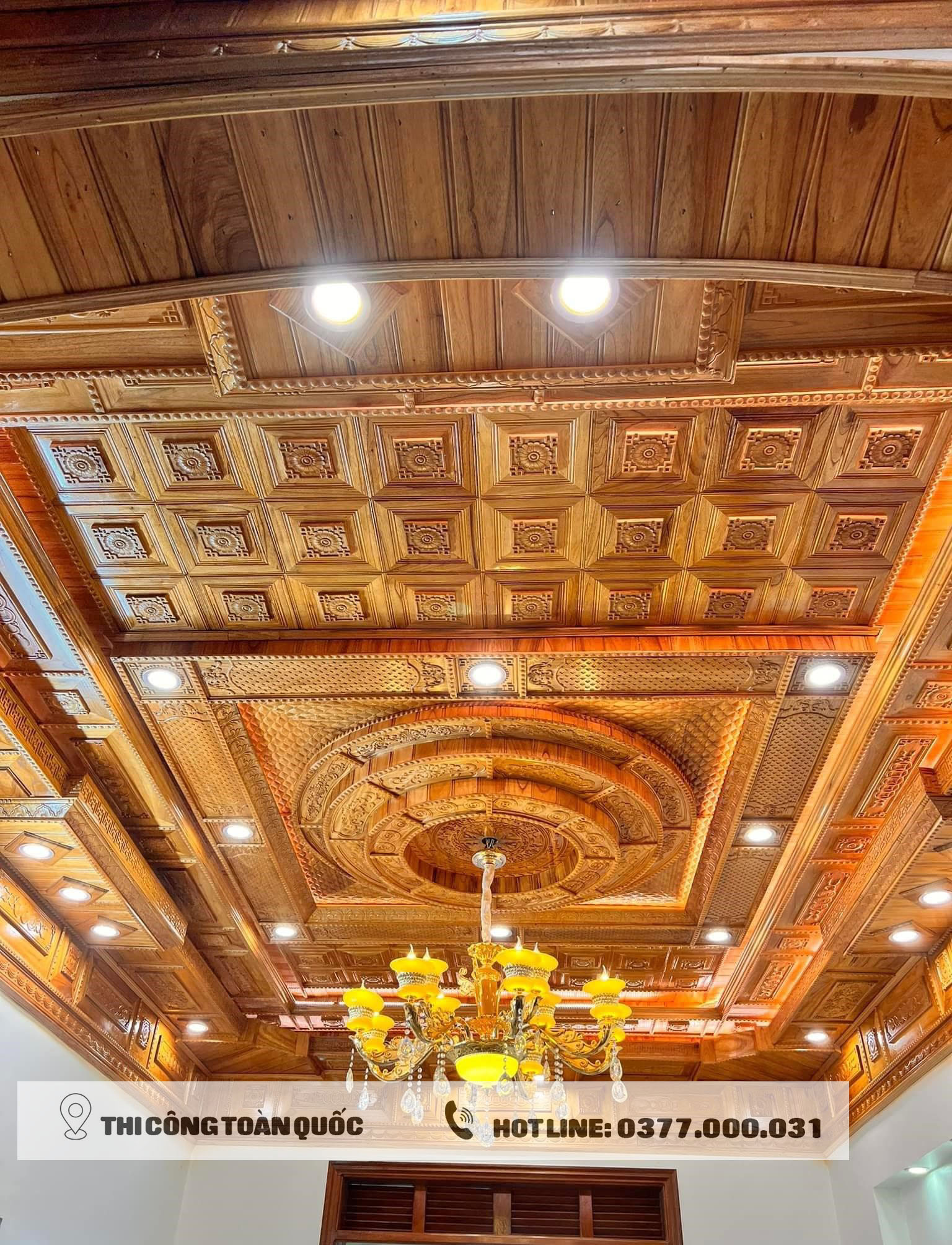 Trần gỗ xoan đẹp tại Hải Dương