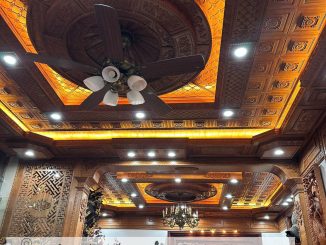 trần gỗ gõ đỏ thi công tại Ninh Bình