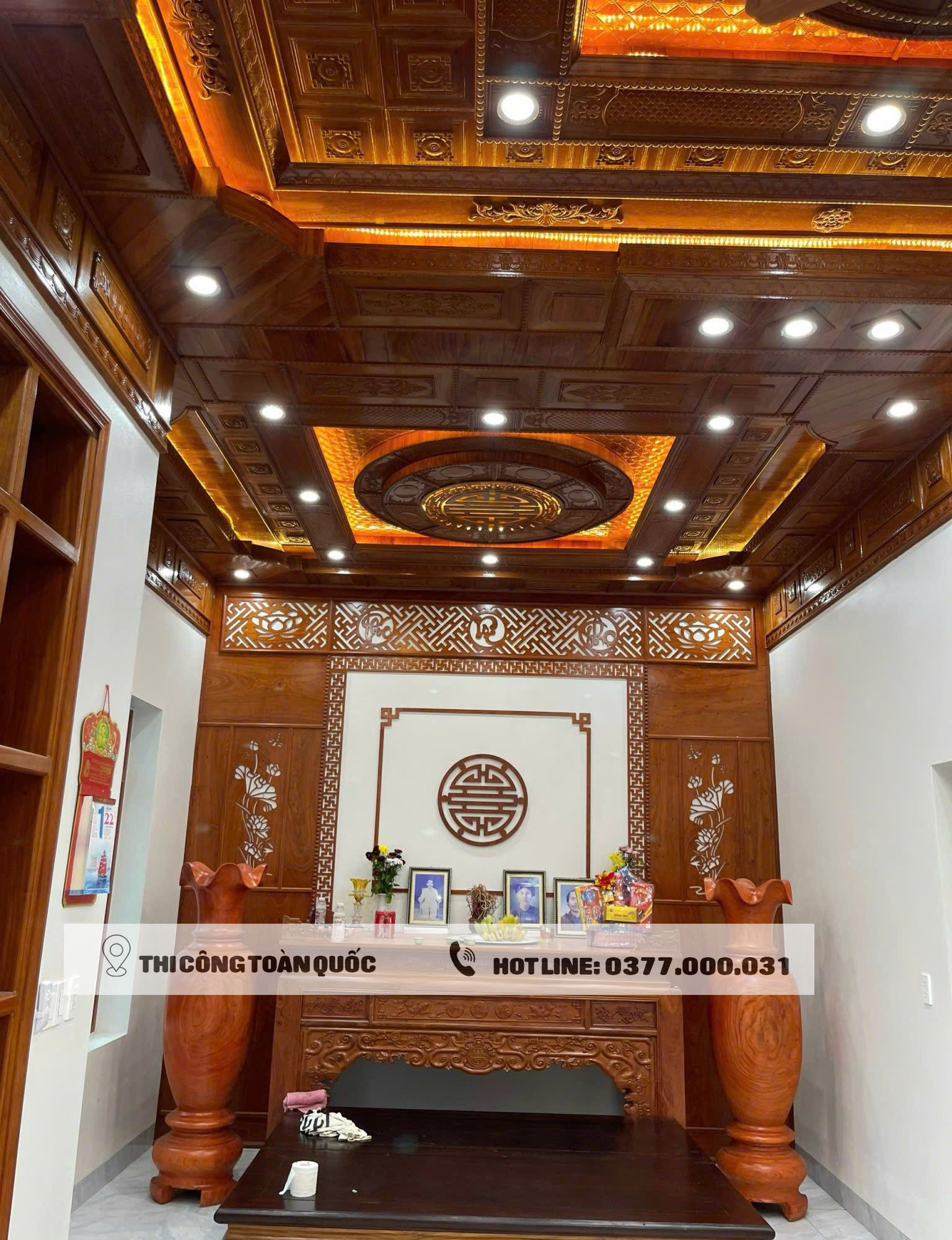 Trần gỗ cho phòng thờ tại Hải Dương 