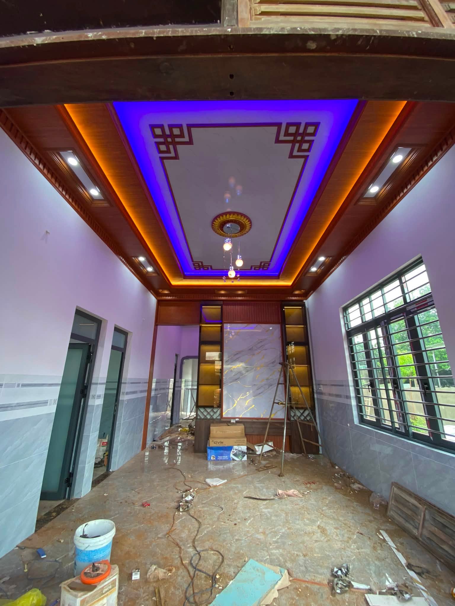 Bàn giao ốp trần, tường nhựa nano nhà chị Nga tại Quốc Oai
