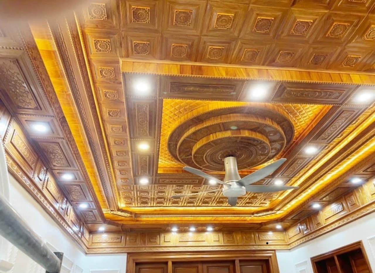 Trần gỗ xoan thi công tại Nghi Sơn