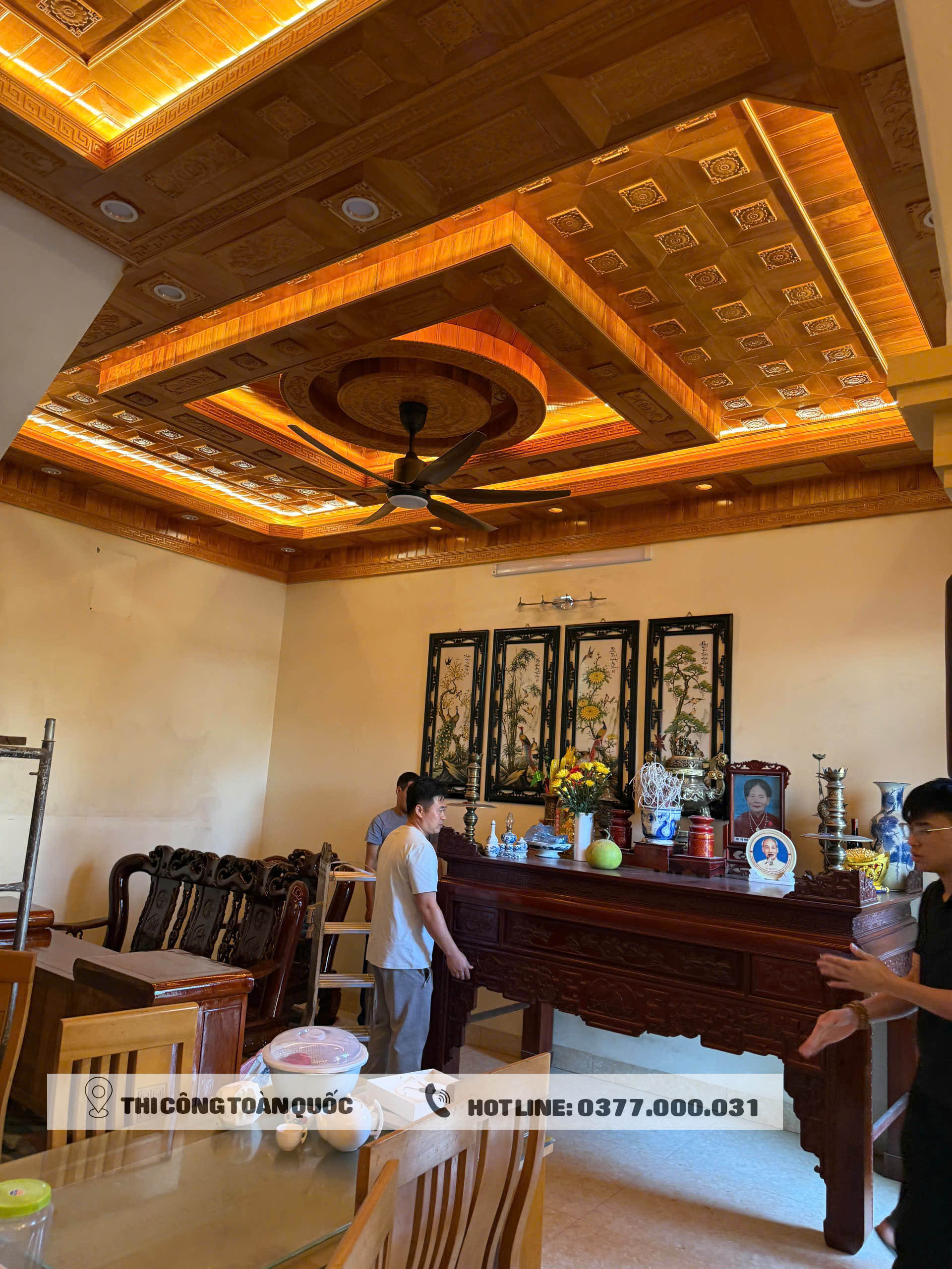 Công trình trần gỗ Pơ mu nhà anh Ngô - Thanh Miện - Hải Dương 