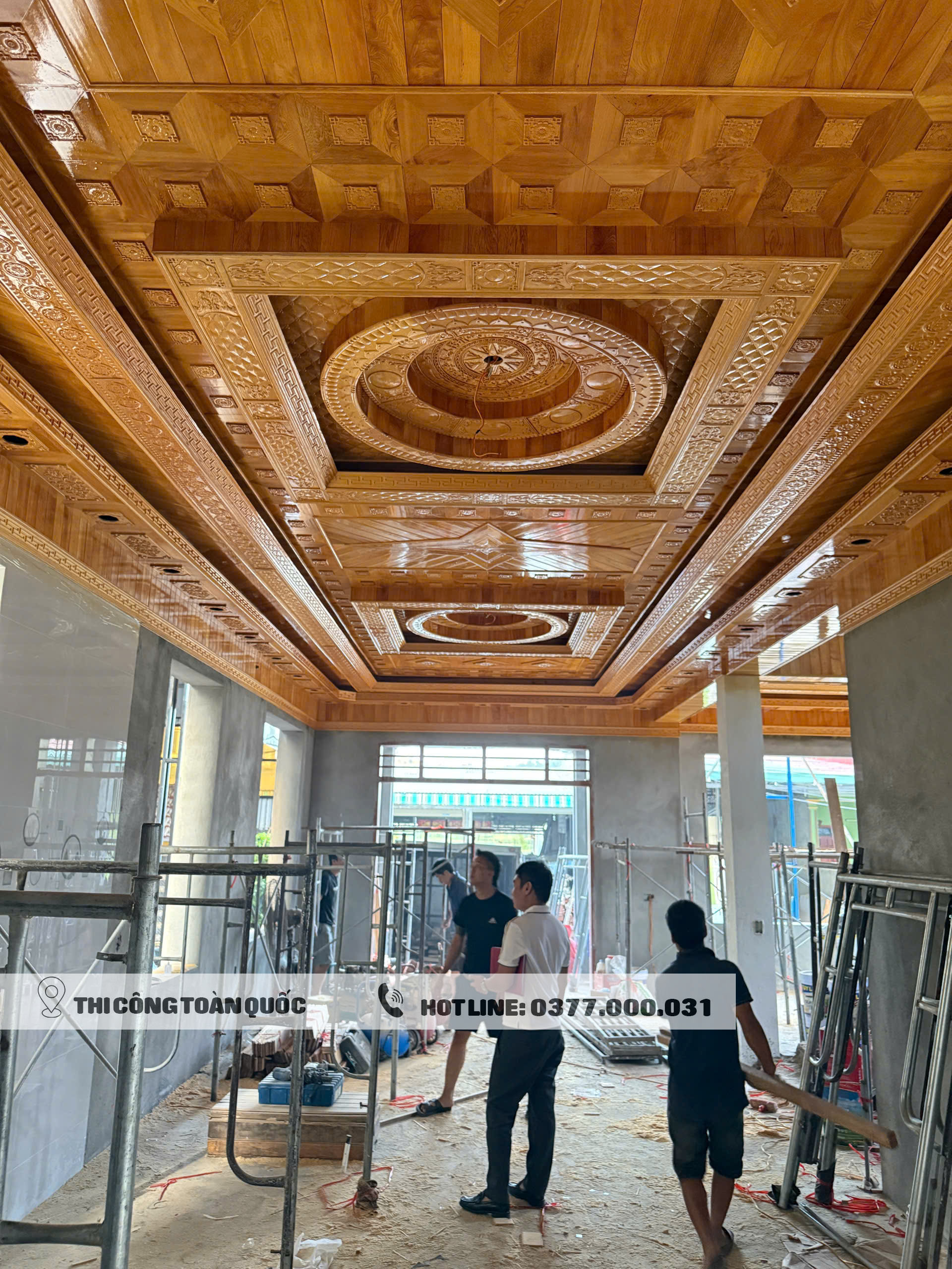 Công trình trần gỗ pơ mu nhà anh Lợi - Tống Sơn Thanh Hóa 