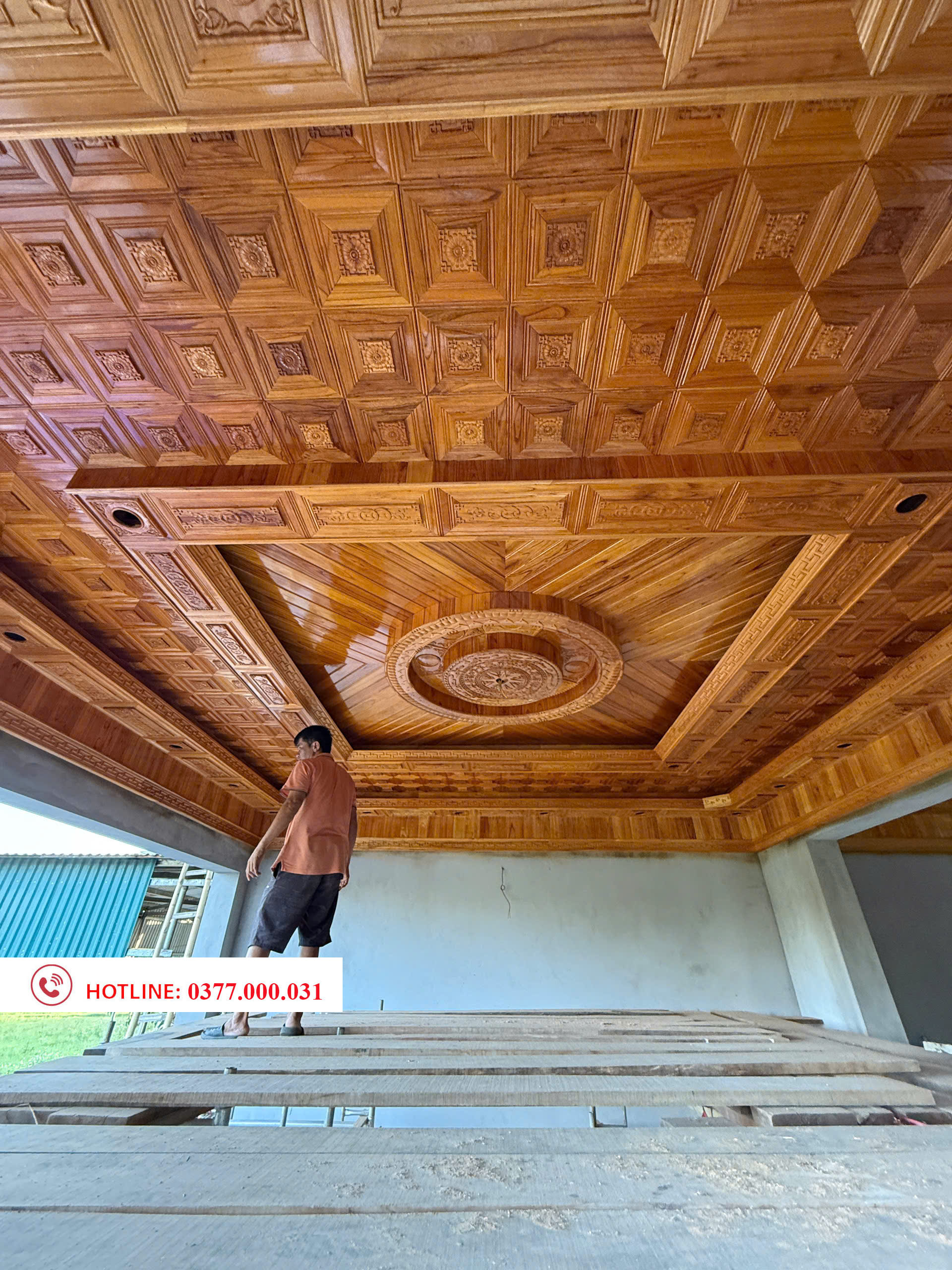 Trần gỗ xoan 