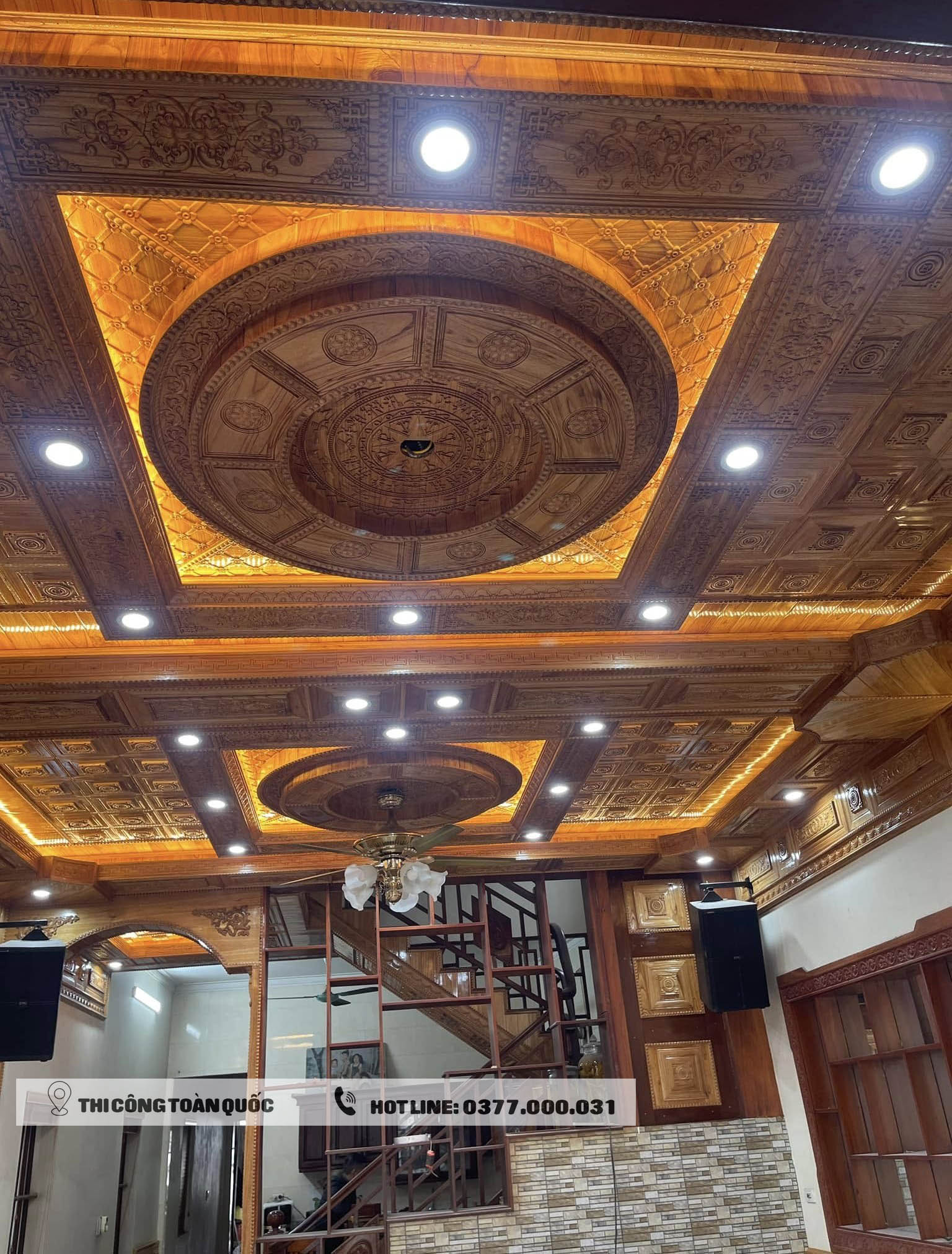 Công trình trần gỗ xoan 