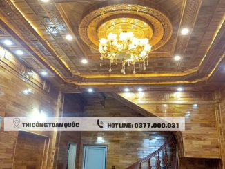 Thi công trần gỗ xoan tại Hải Dương