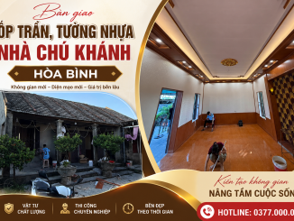 Bàn giao ốp trần, tường nhựa nhà chú Khánh Hòa Bình